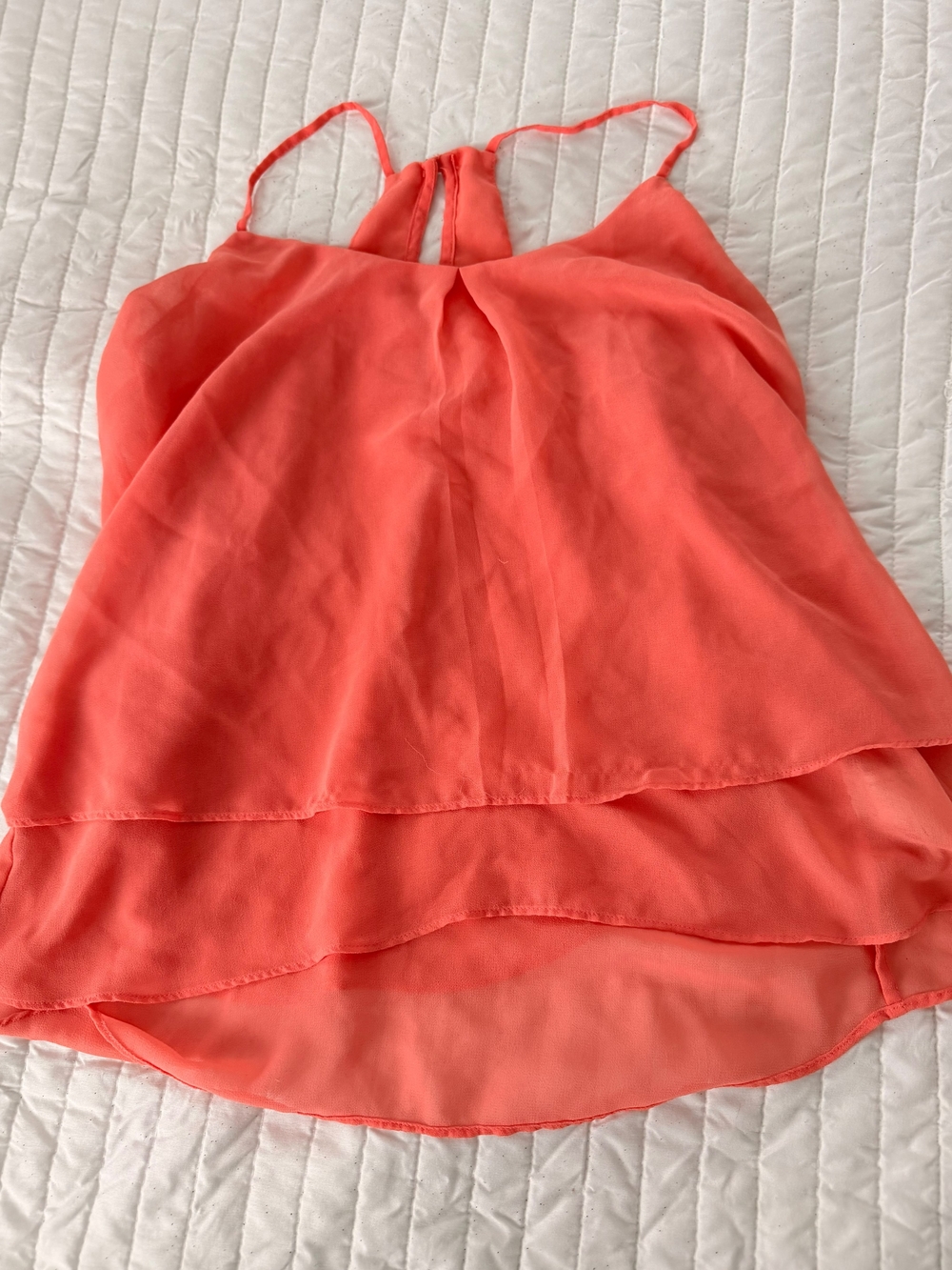 Bershka Coral Layered Spaghetti-Strap Cami
